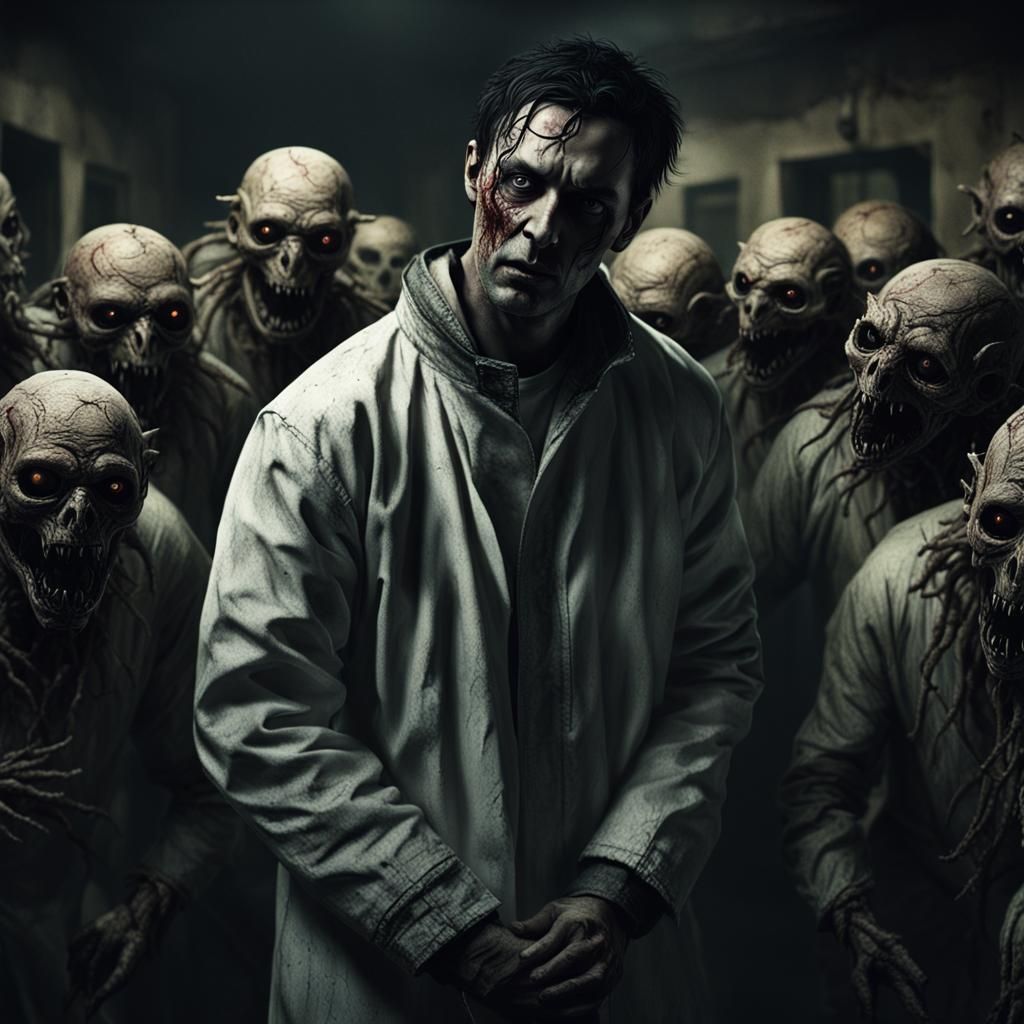 Horror Asylum: Man Surrounded by Demons