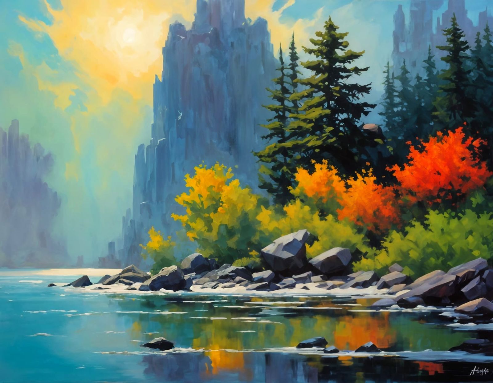 Contemplative Art in Acrylic Impasto Style