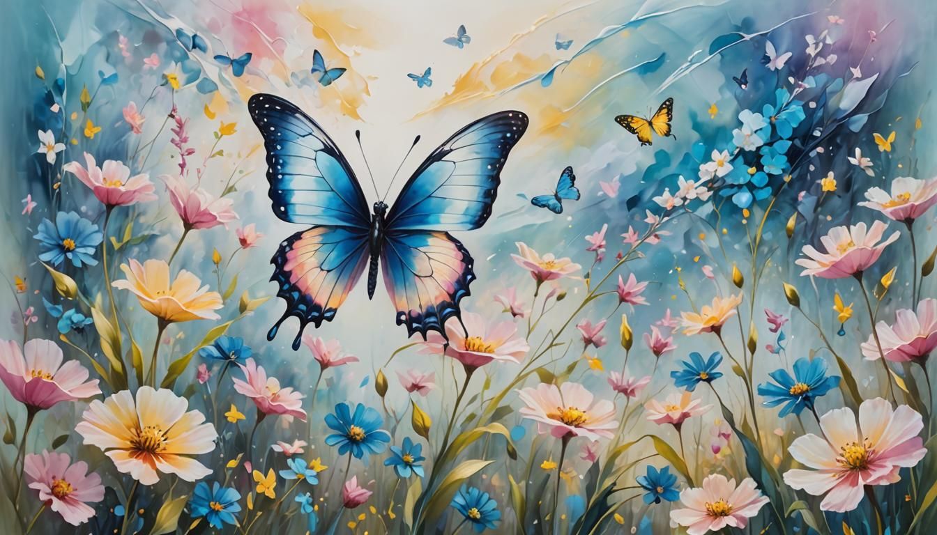 Abstract Butterfly Art in Dreamy Ethereal Style