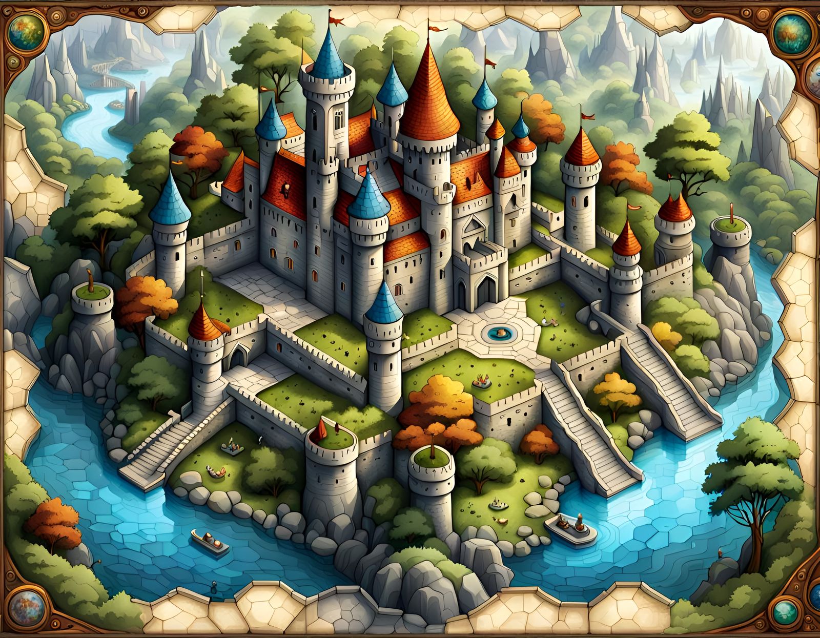 Fantasy Castle Floor Plan in Dungeons and Dragons Style