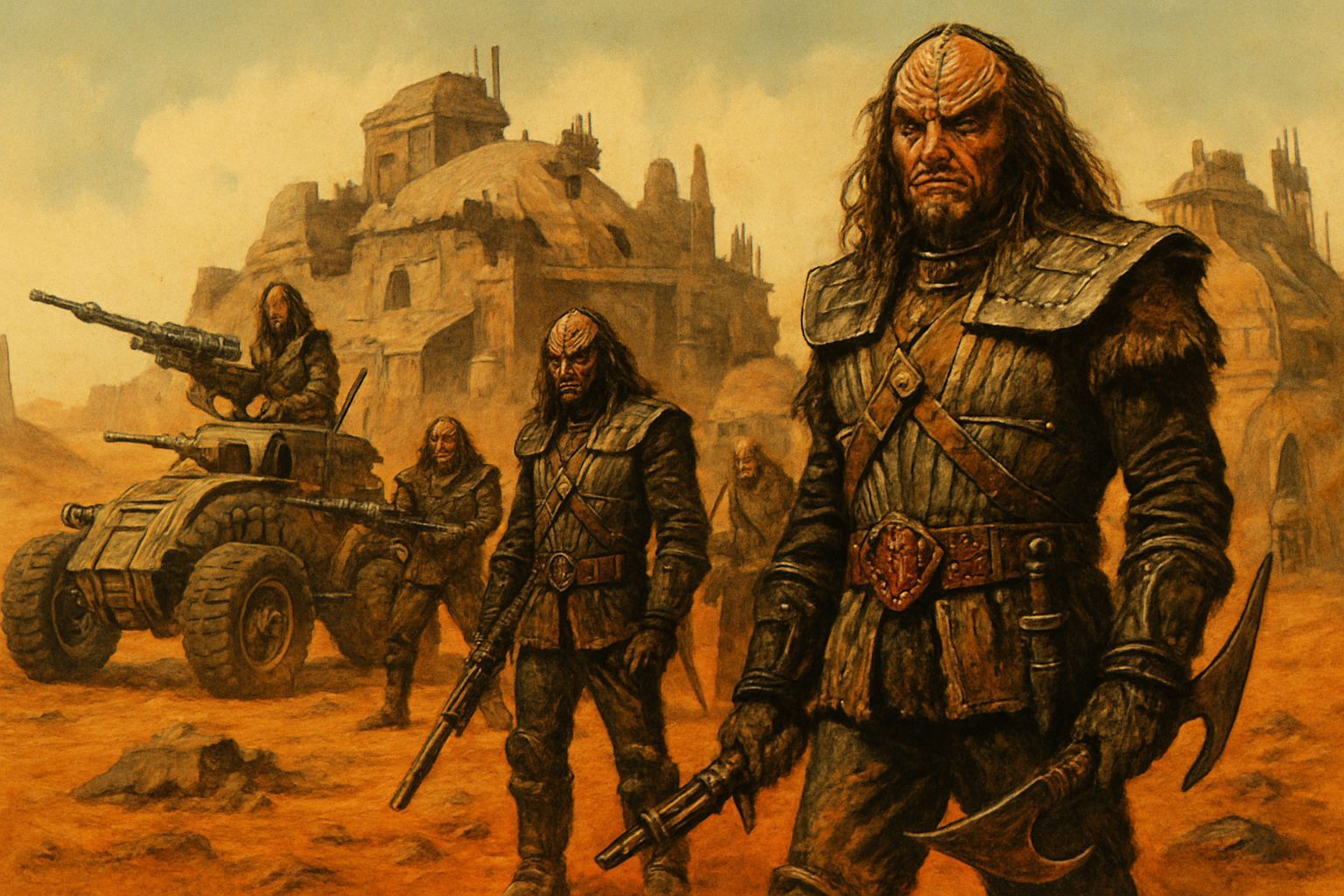 Post-Apocalyptic Klingon Village in Sci-Fi Style