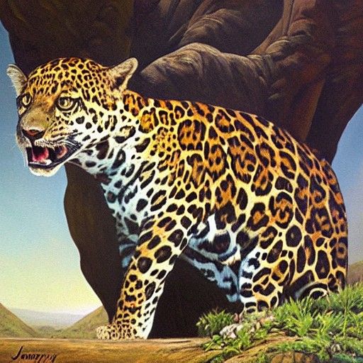 Jaguar Portrait in Oil Painting Style