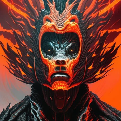 Volcano Monster Eruption: Dark Academia Concept Art