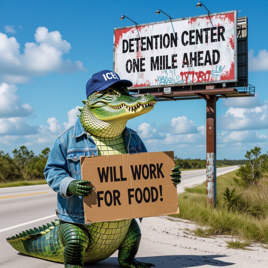 Alligator As Human As Street Artist