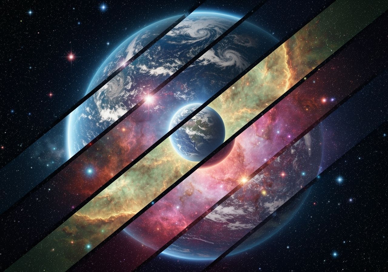 Cosmic Planetscape with Diagonal Nebulae