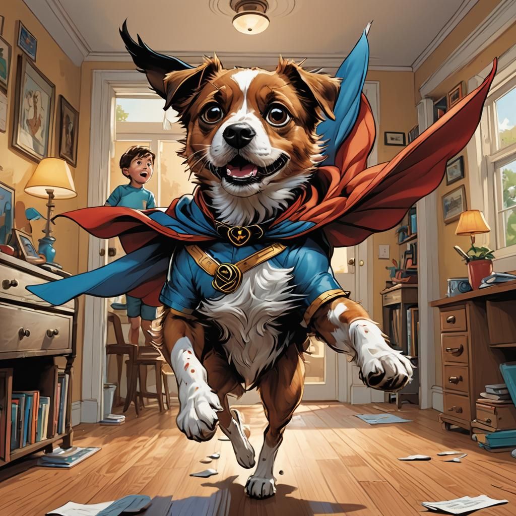 Dog's Comic Book Adventure: Pretending to Fly