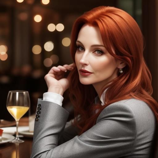 Attractive Woman at Restaurant Close-up