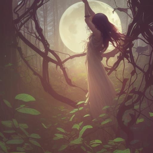 Enchanted Forest with Glowing Vines