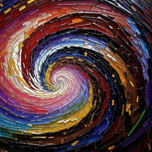 Colorful Mosaic Patchwork in Expressionist Impasto Style