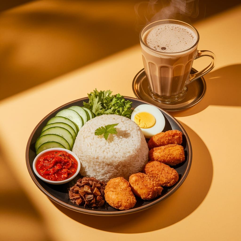 Authentic Nasi Lemak with Teh Tarik Photograph