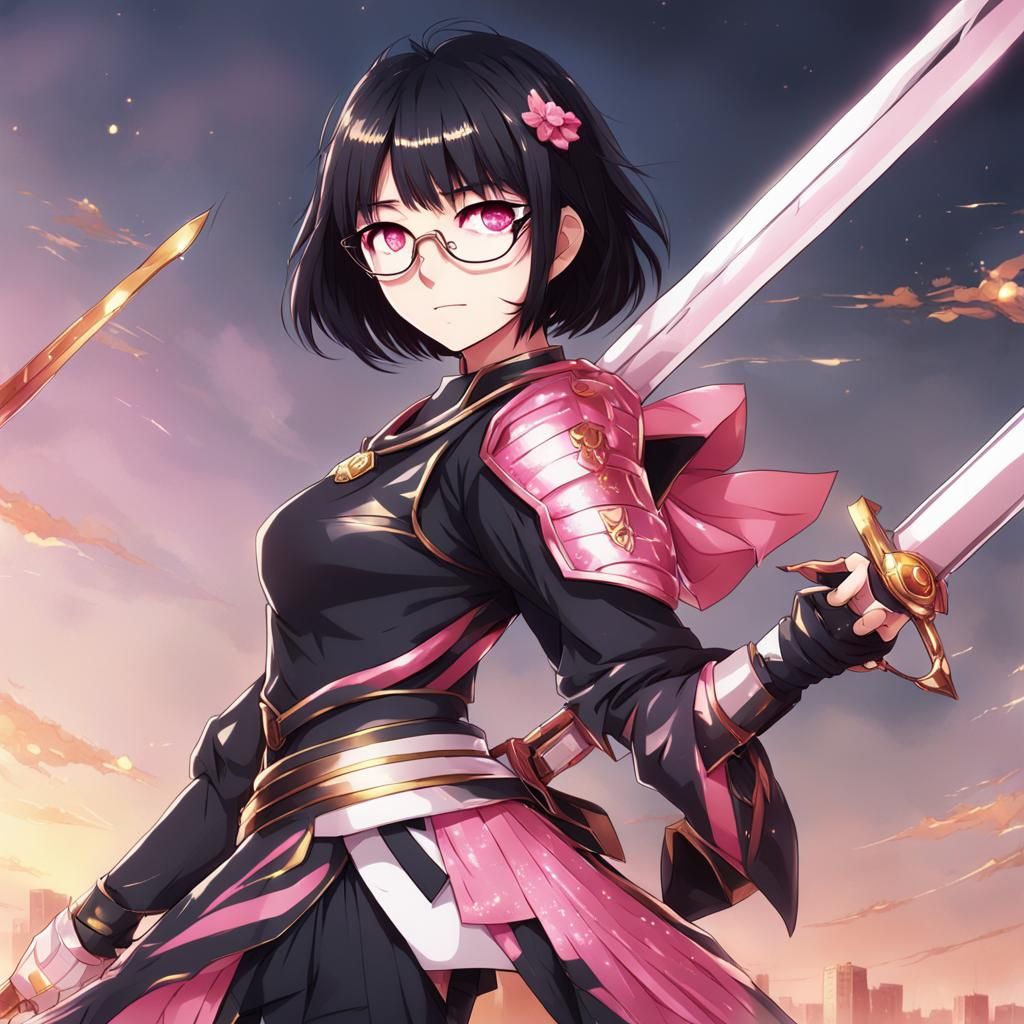 Anime Warrior Girl with Golden Eyes