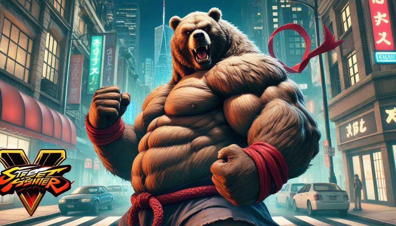 Fantastical Bear in Dark Fantasy Anime Style