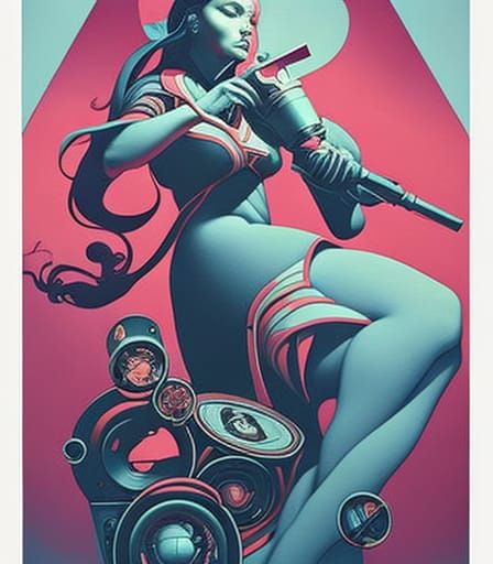 Surreal Camera Parts Poster in Street Art Style