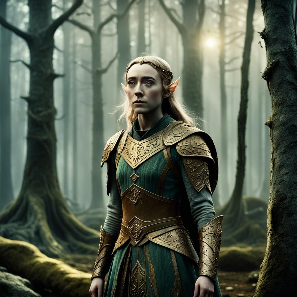 Saoirse Ronan as Fantasy Elf in Misty Forest