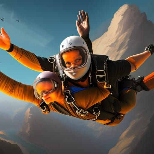 Skydiver in Detailed Matte Painting Style