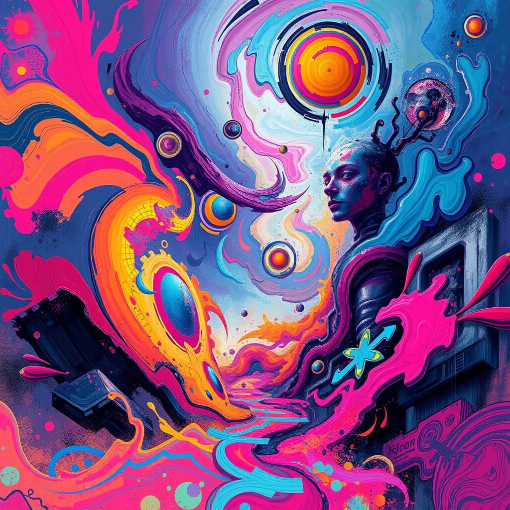 Vibrant Psychedelic Digital Art in a Dreamlike Atmosphere