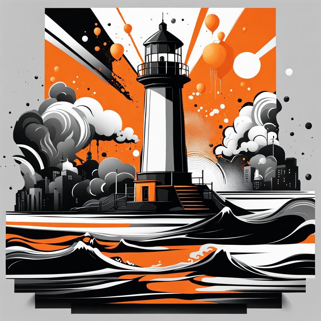 Lighthouse 60th Birthday Party Poster in Graffiti Art Style