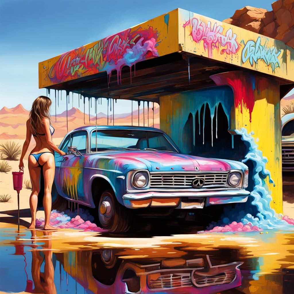 Bikini car wash in the desert
