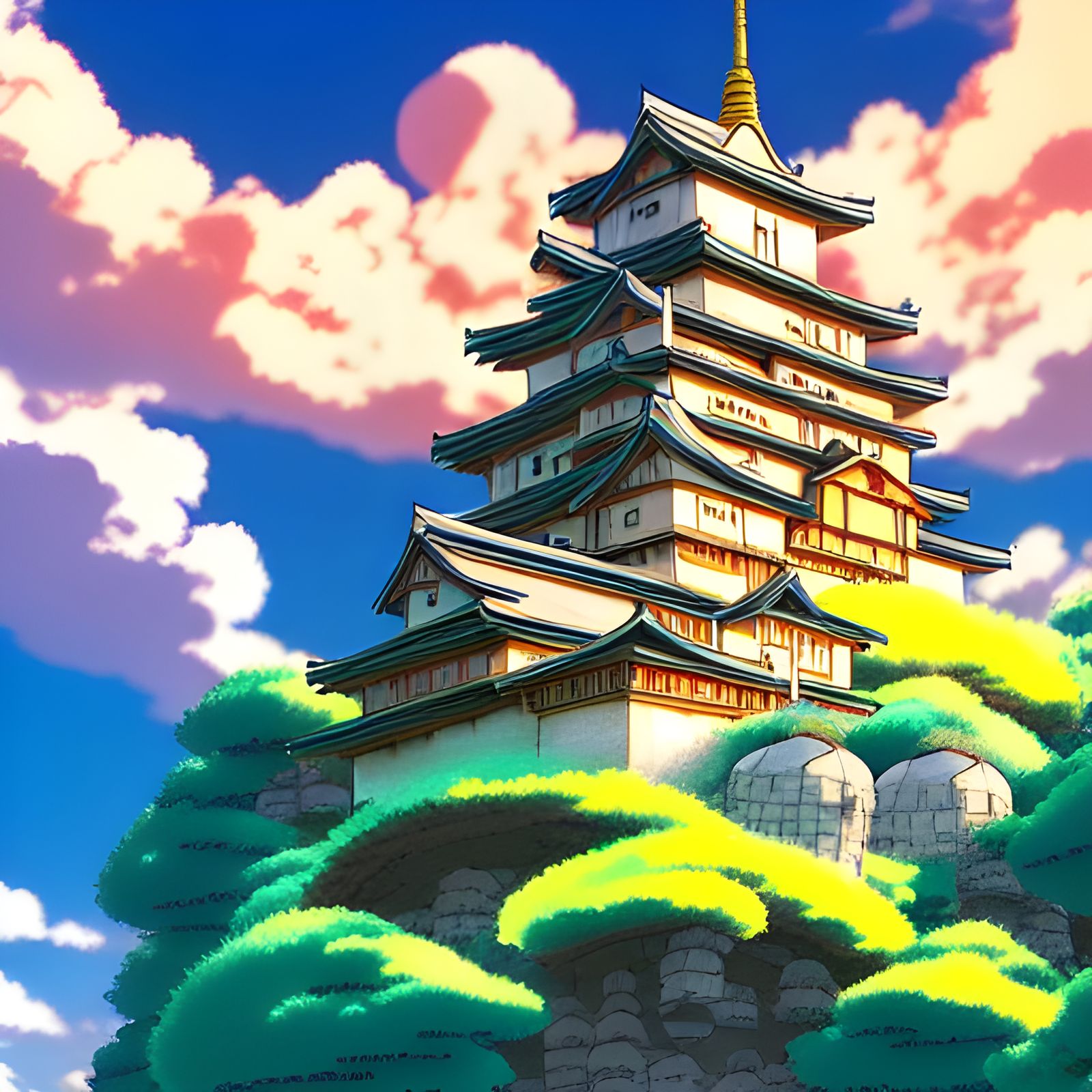 Castle in the Sky: Ghibli-Style Anime Landscape