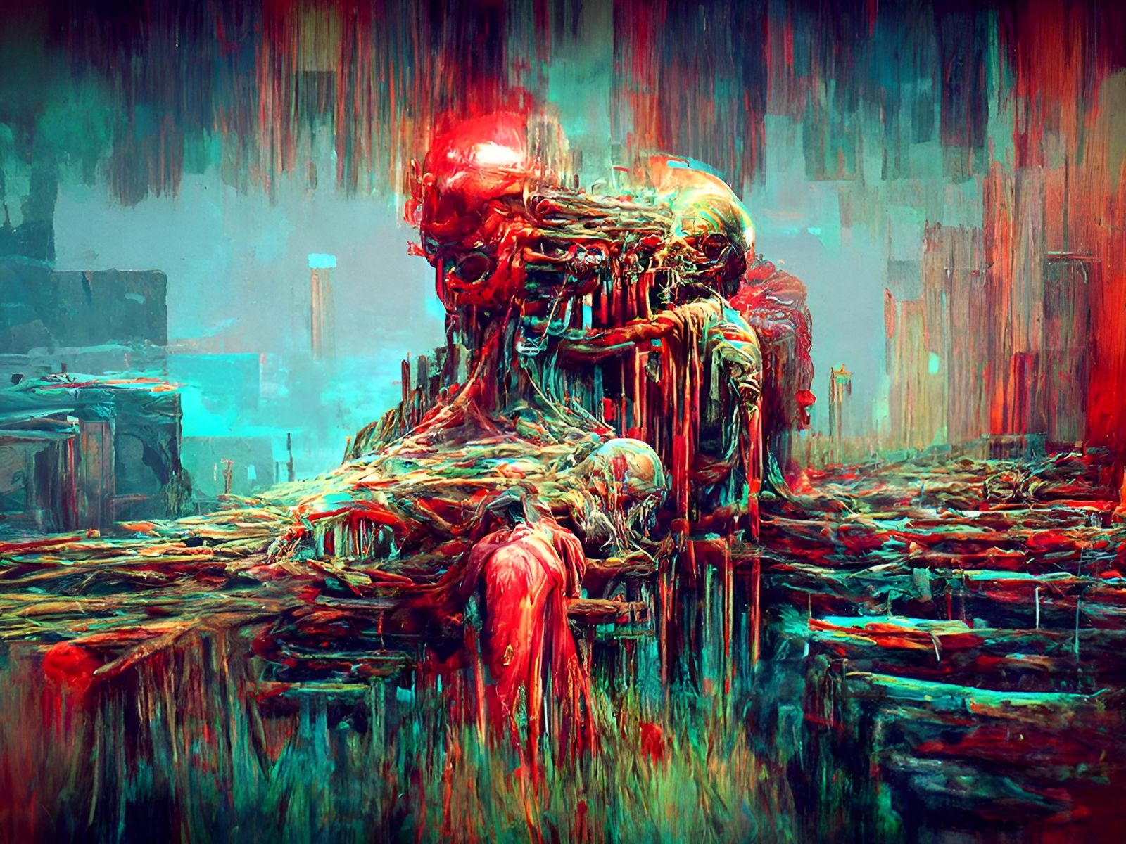 Glitch Art Horror Simulation of Agony