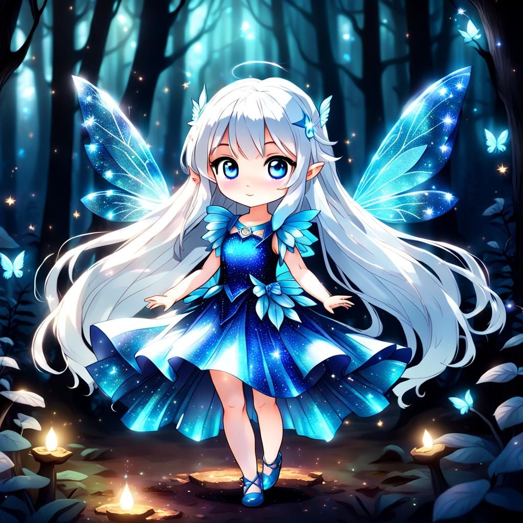 Cute Chibi Fairy in Magical Forest