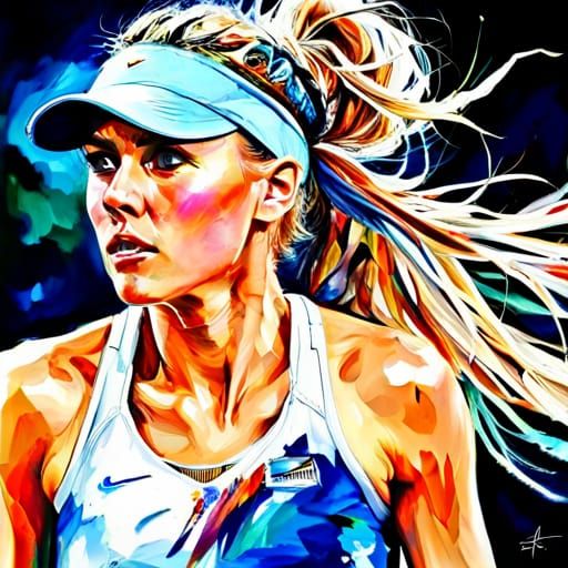 Hyperreal Portrait of Katie Boulter Playing Tennis