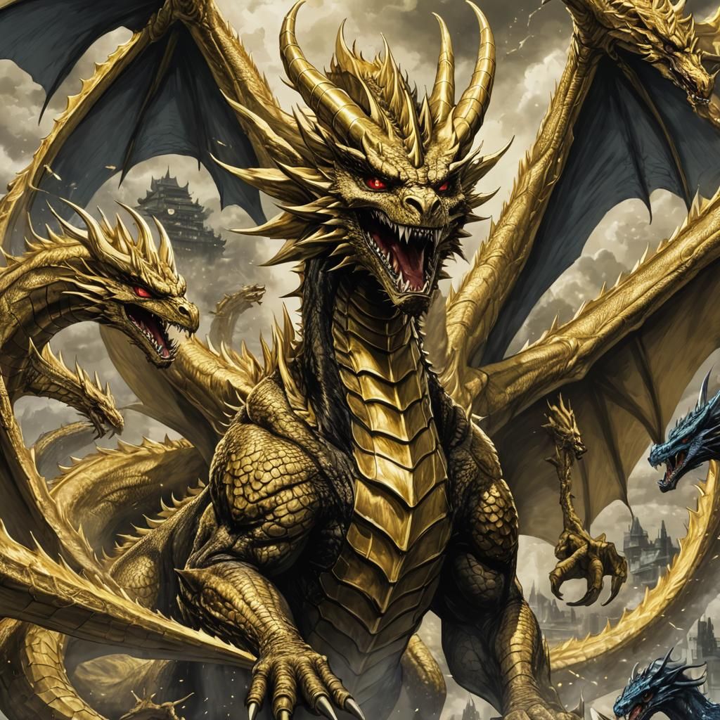 King Ghidorah in Anime Style