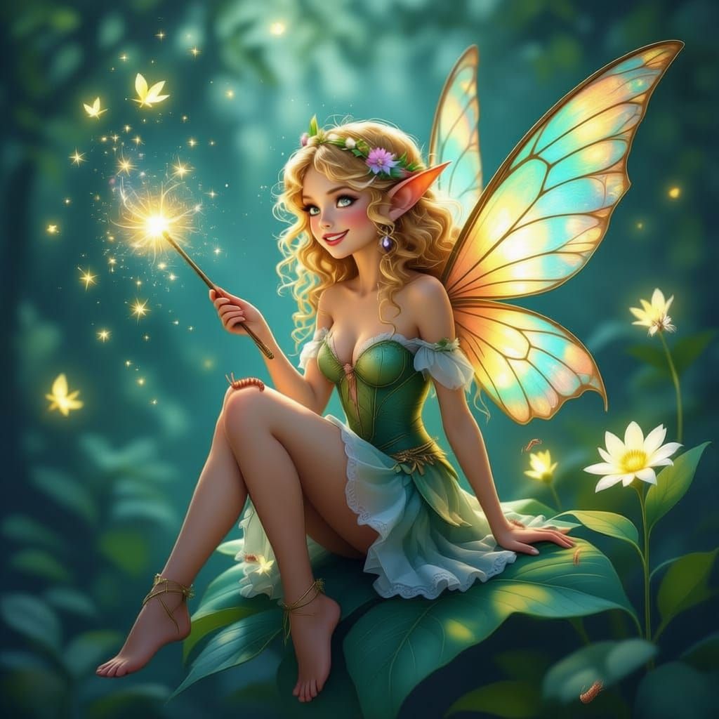 Enchanting Fairy Smiling with Glittering Dust