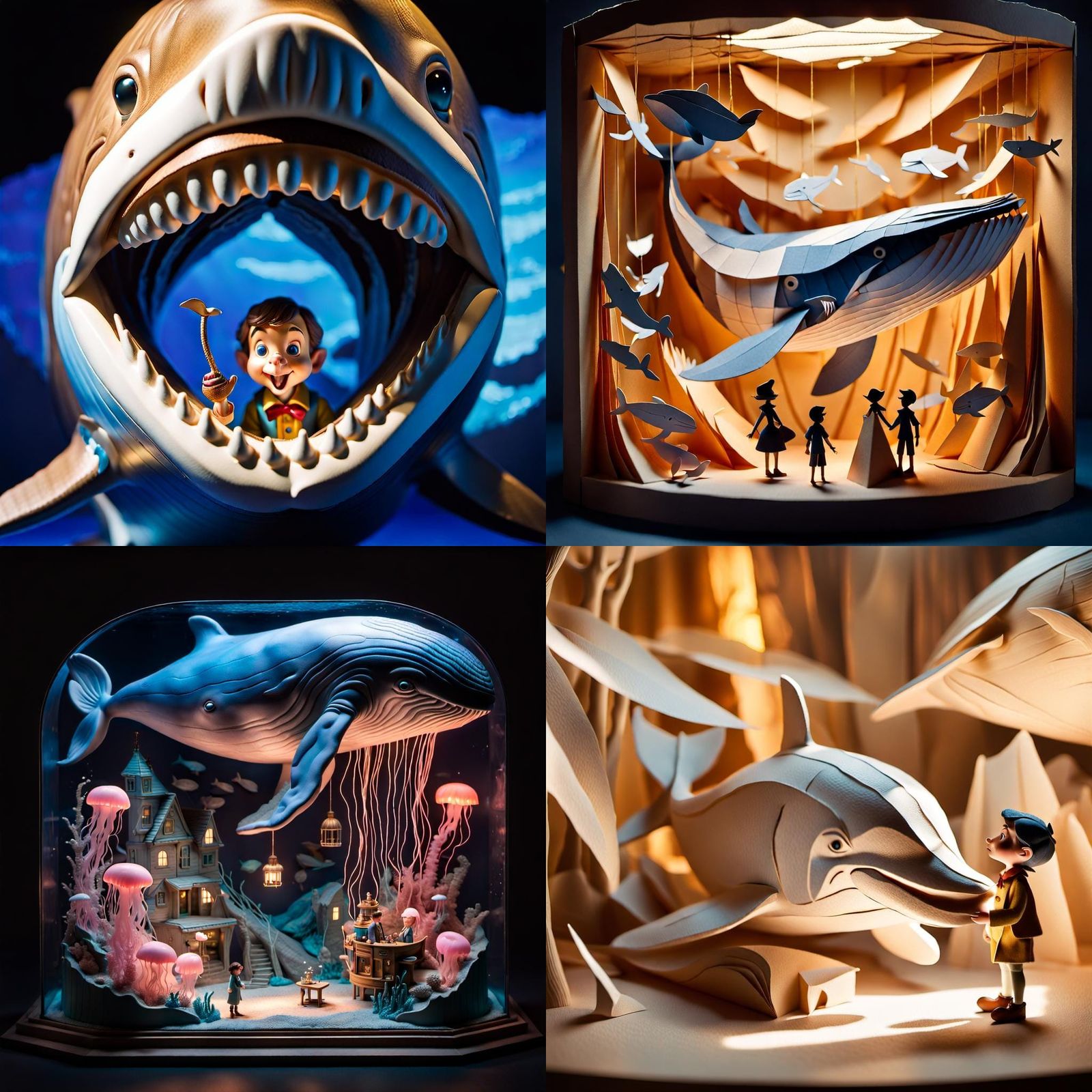 Pinocchio and the Whale: Expressive Paper Diorama