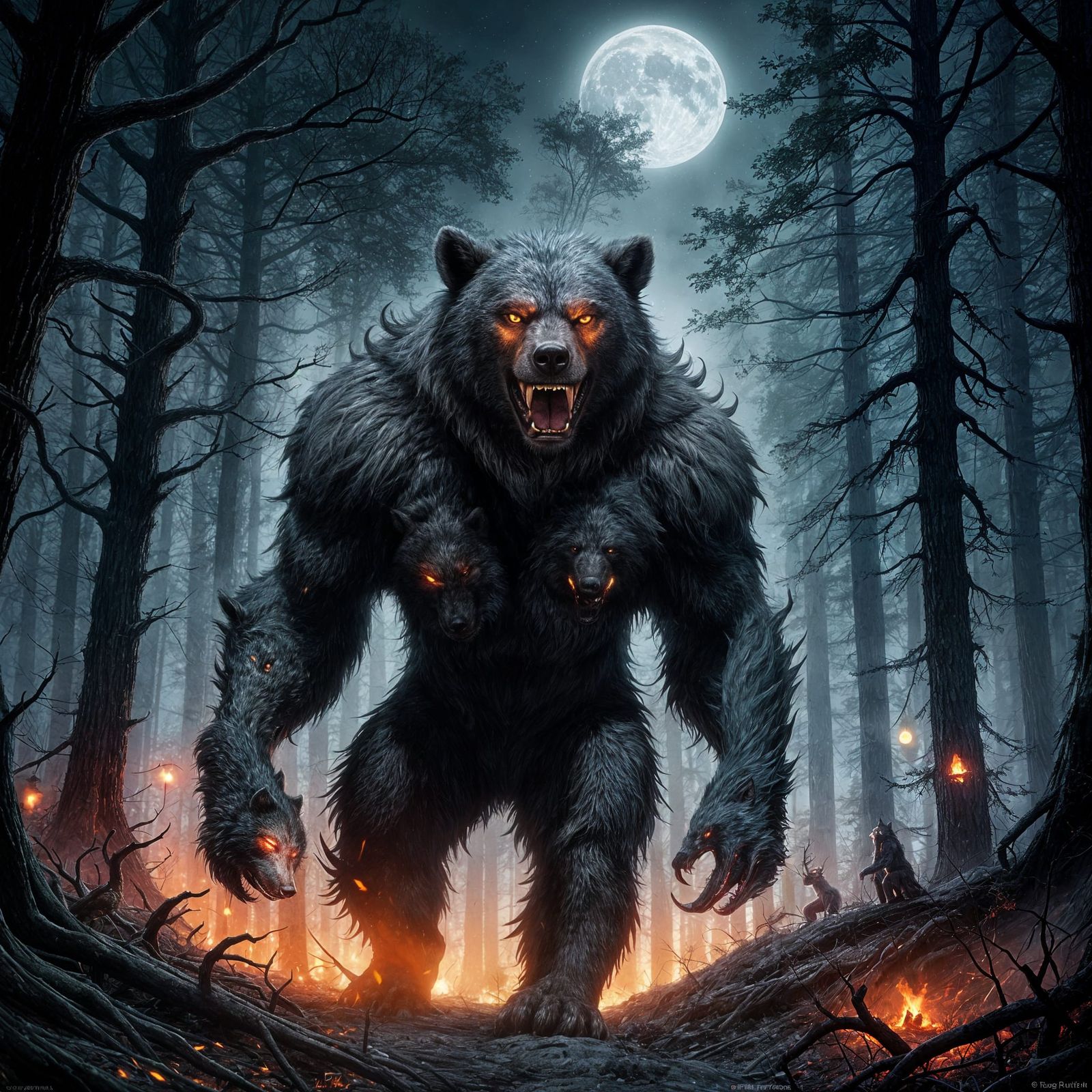 Werewolf-Bear Hybrid Stalks in Sinister Moonlight