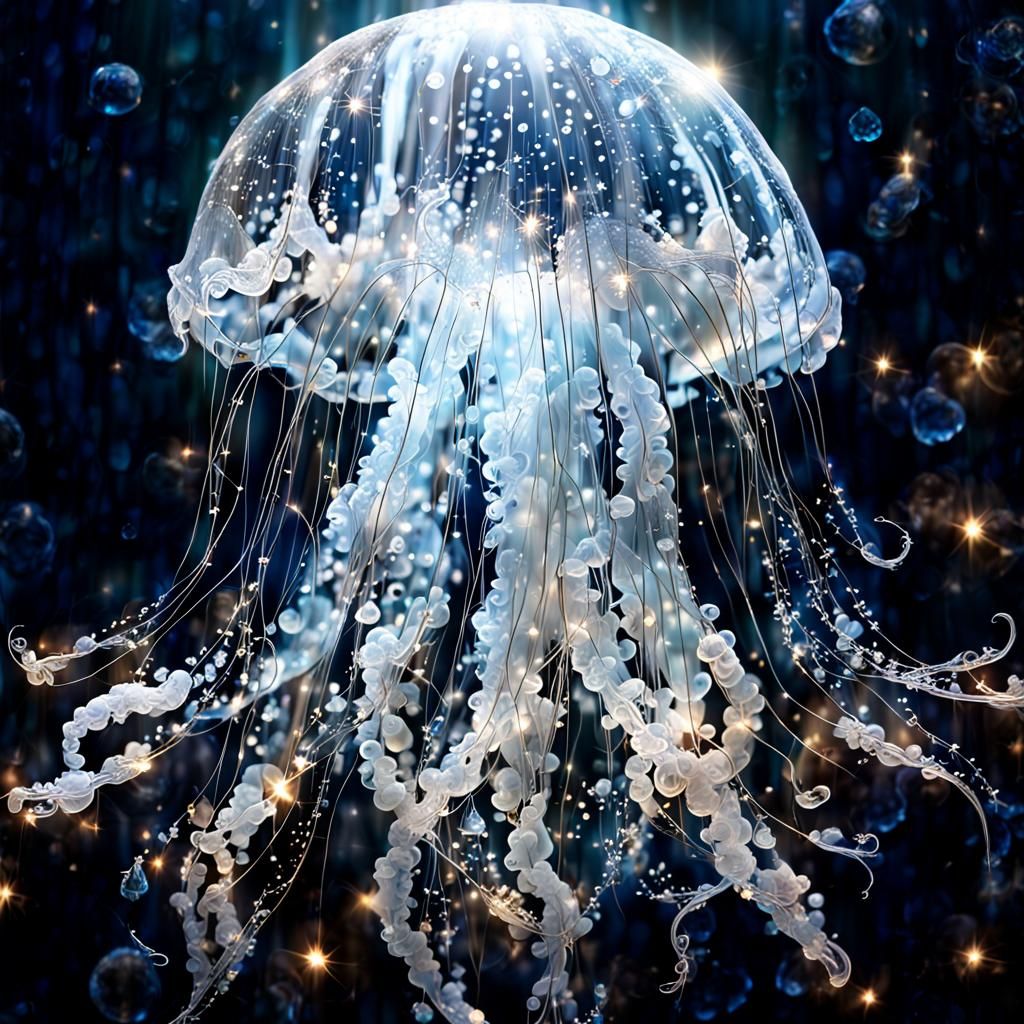 Crystal Jellyfish Sculpture: Digital Fantasy Art