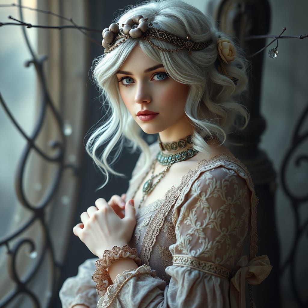 Glamorous Woman in Soft Focus, Pre-Raphaelite Style