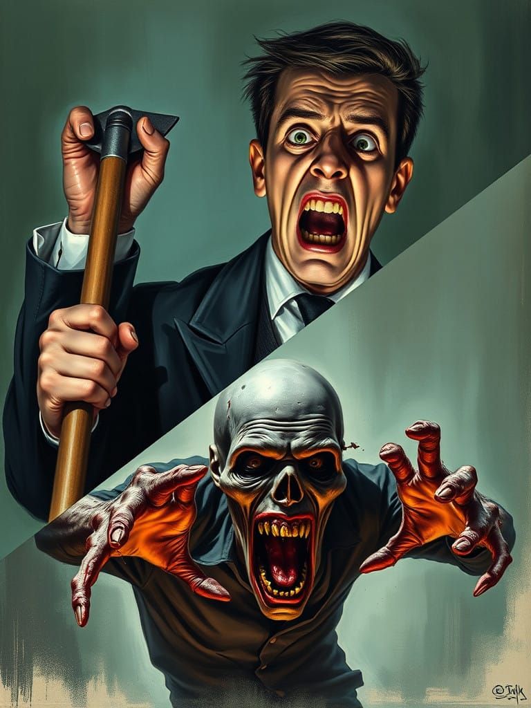 Frightened Undertaker Confronts Reanimated Corpse in a Pulp....