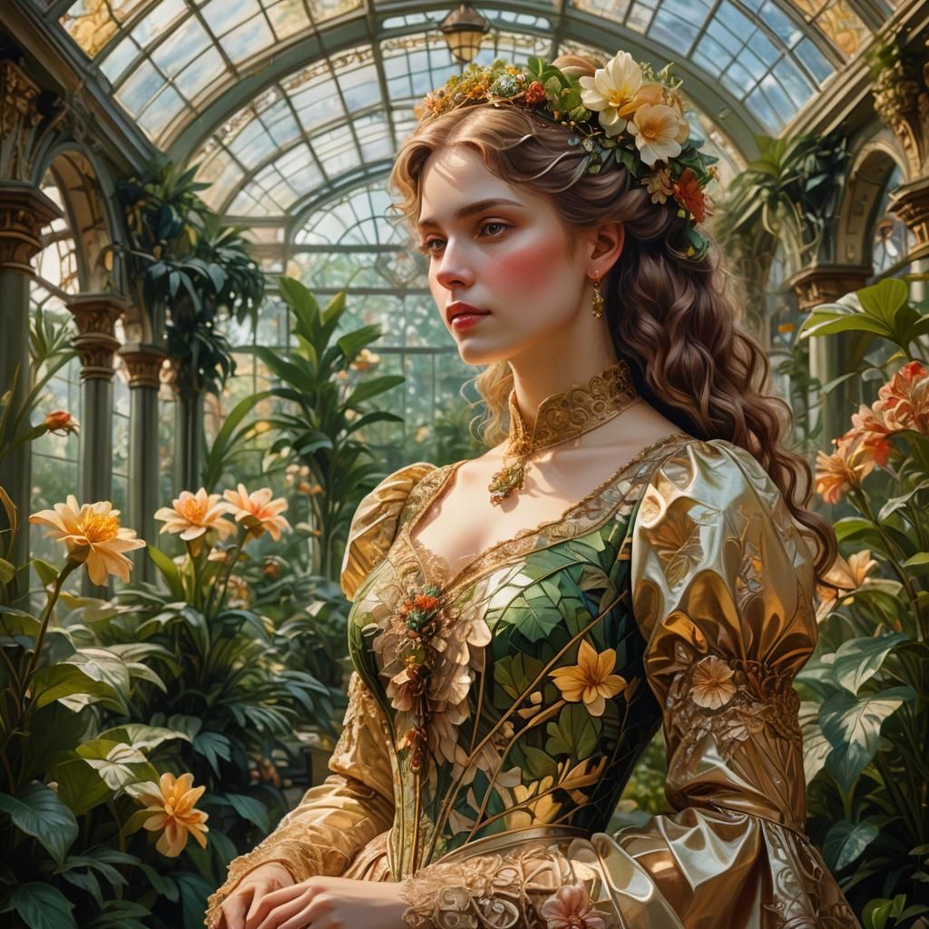 Victorian Lady Portrait in Art Nouveau Style