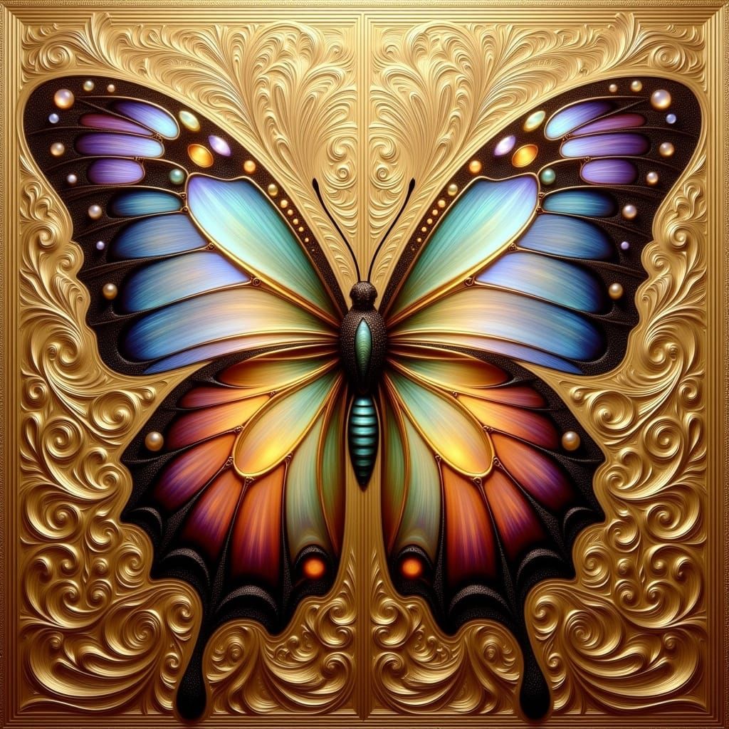 Art Deco Butterfly with Geometric Wings