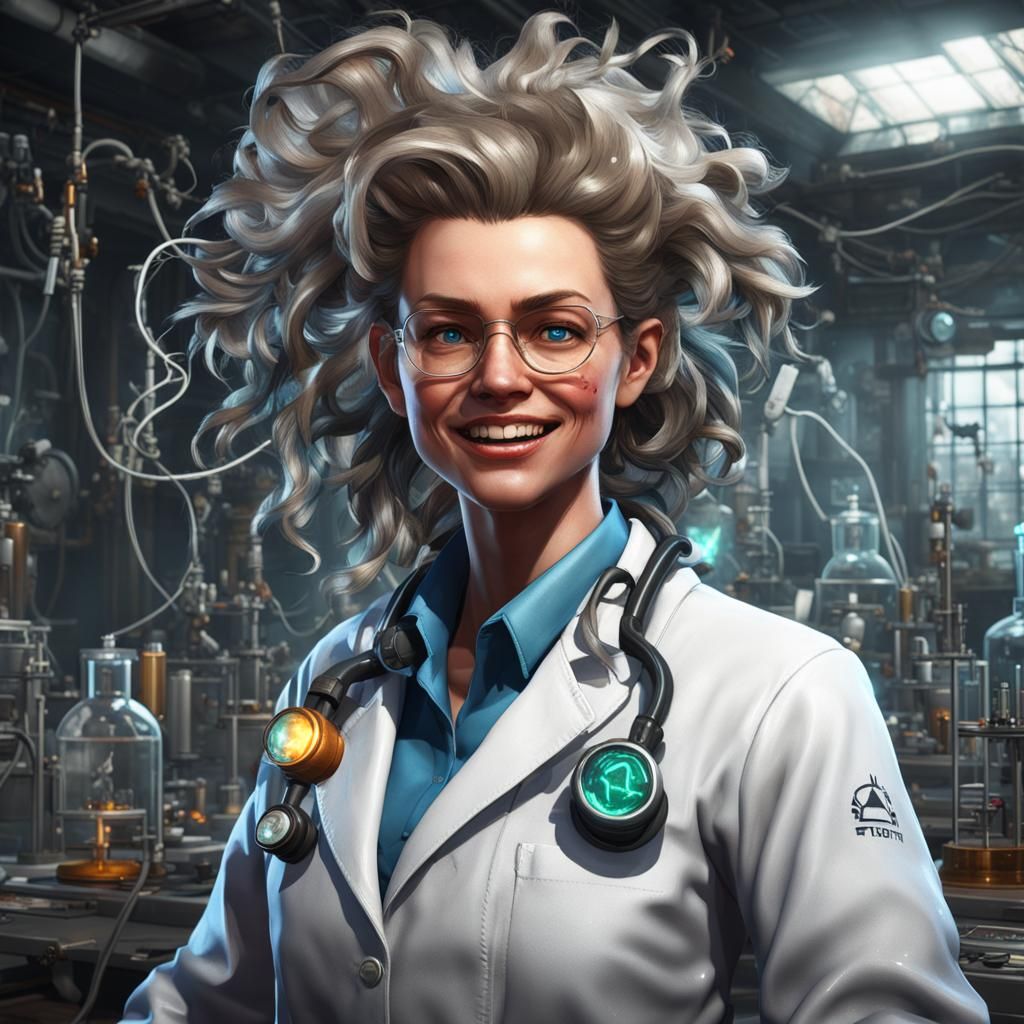 Gorgeous Mad Scientist in Laboratory, Splash Art