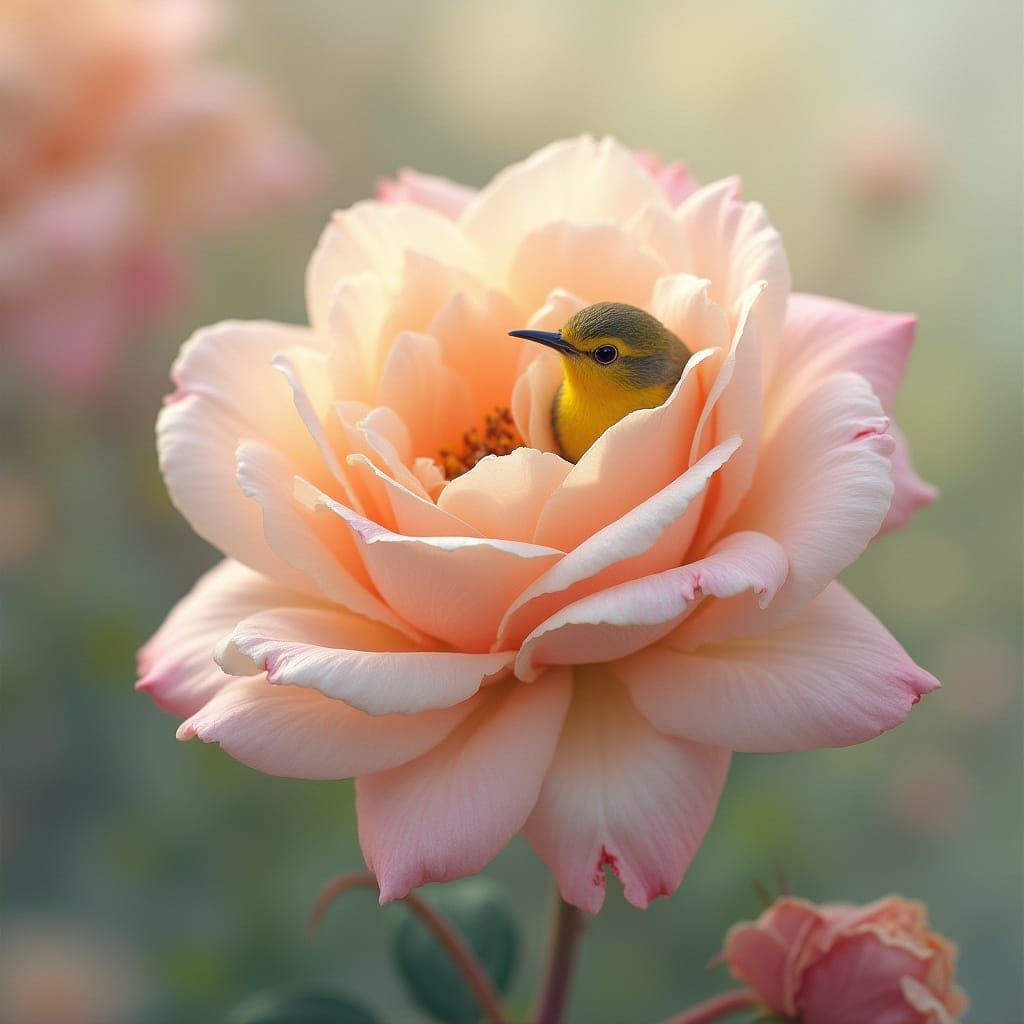 Hyperrealistic Rose Bush in Soft Pastel Light