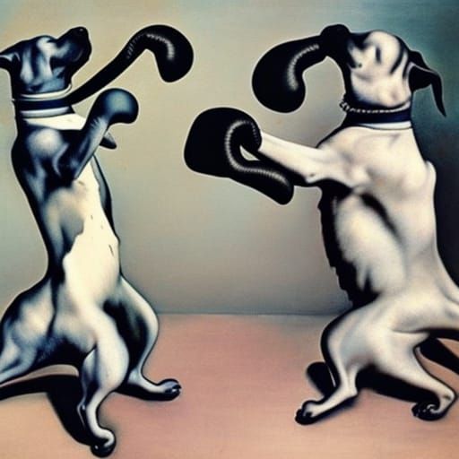 Surrealist Dogs Boxing Inspired by Salvador Dali