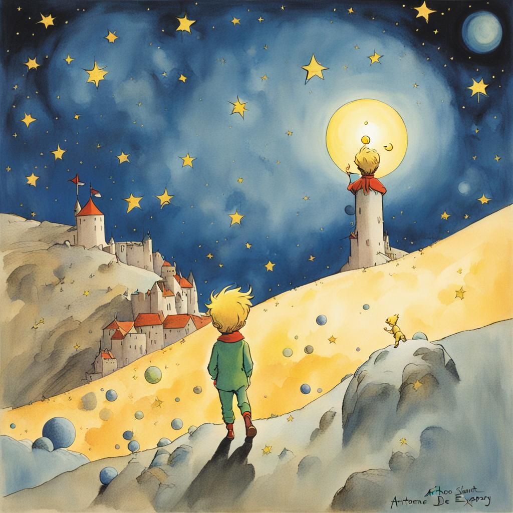 Little Prince on the Lamplighter's Planet Illustration
