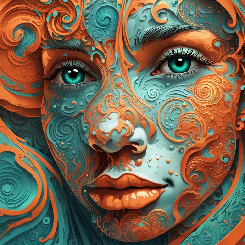 Tears in Art Nouveau Style with Vivid Colors