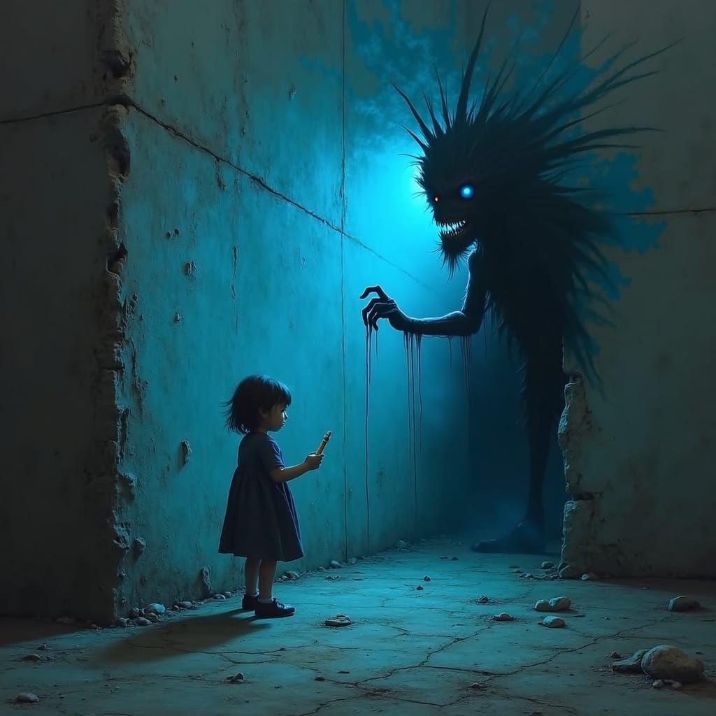 Ethereal Gothic Scene with Biomechanical Whimsy