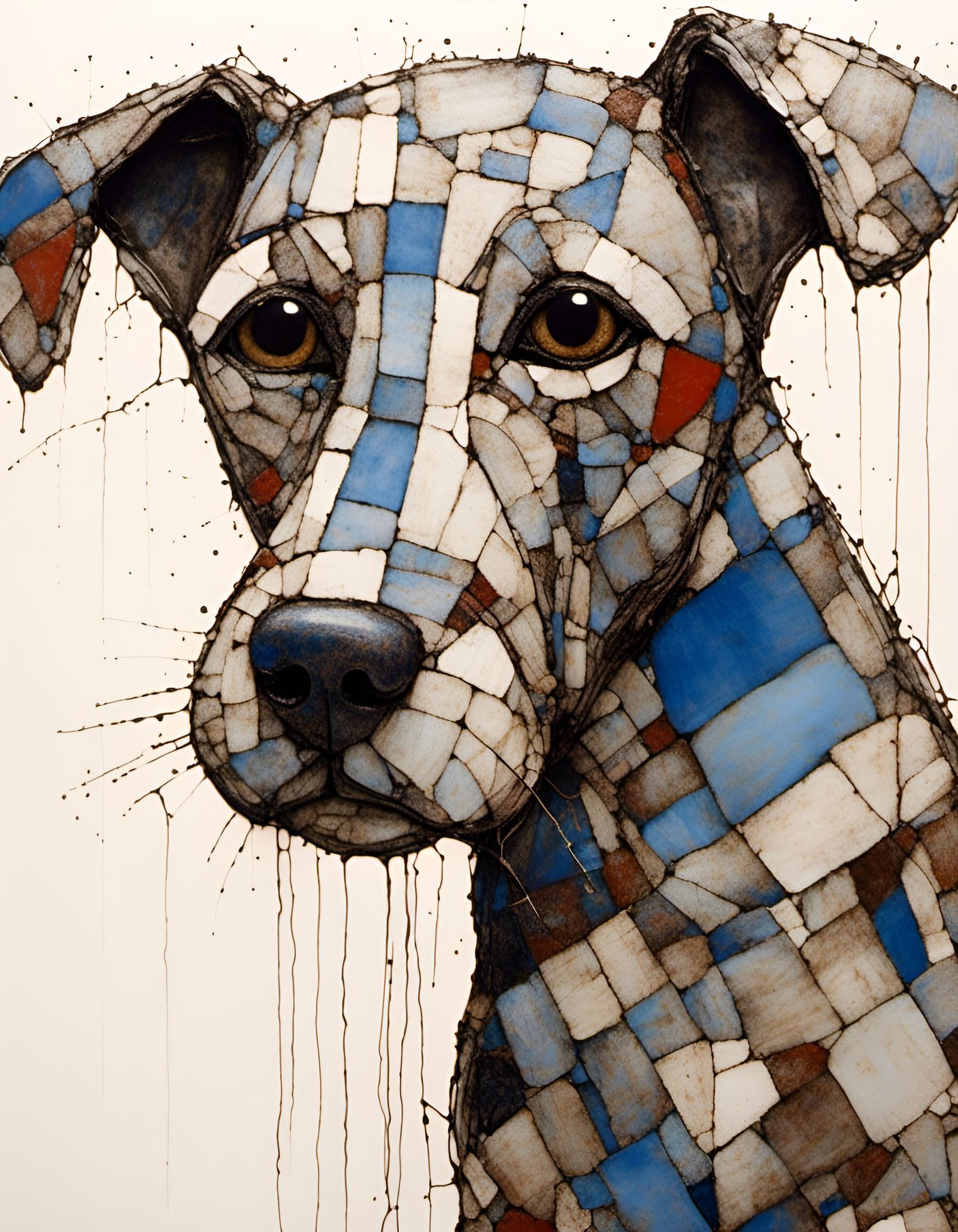 Dog Muzzle Drawing in Jean Dubuffet Style