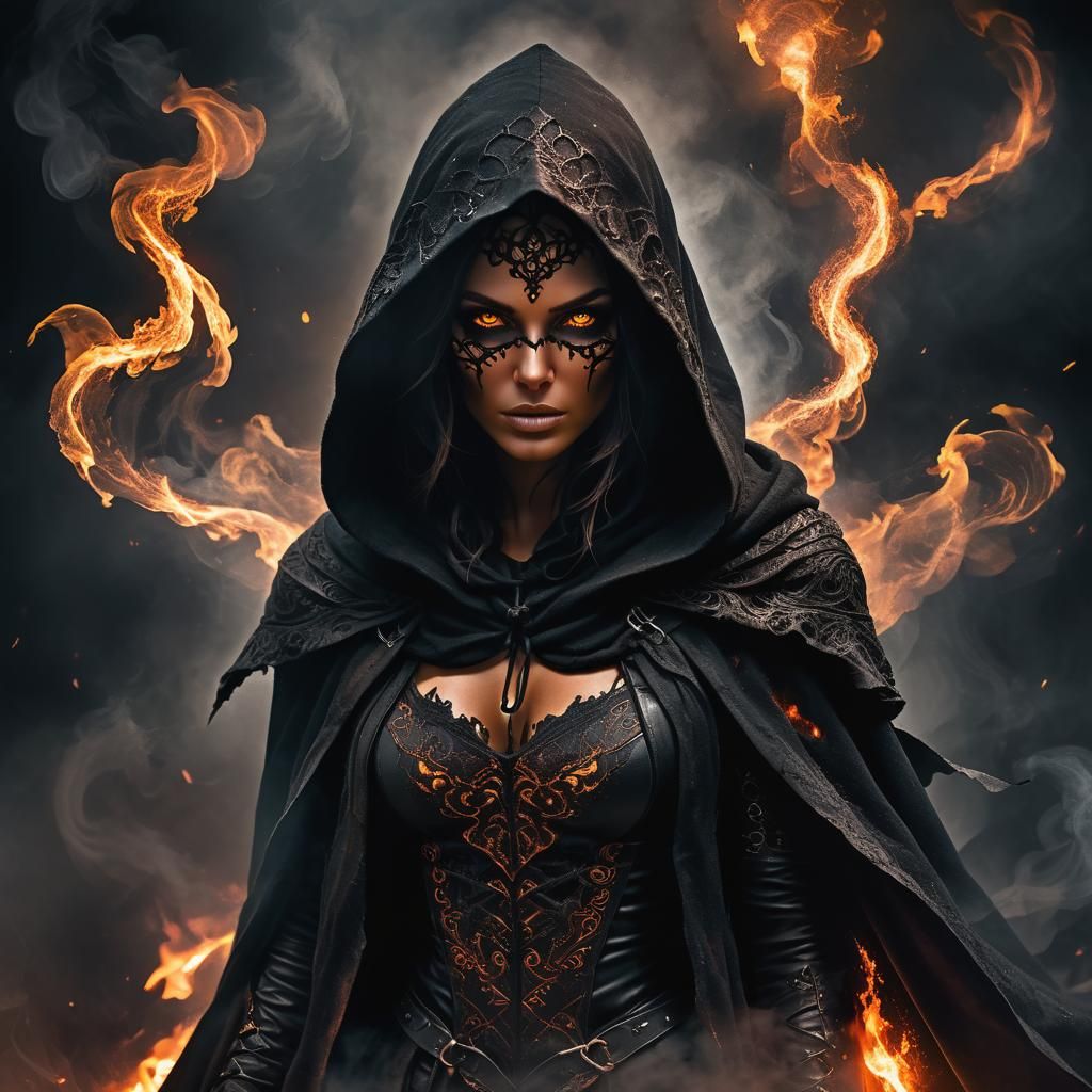 Fierce Warrior Woman in Dark Fantasy Style