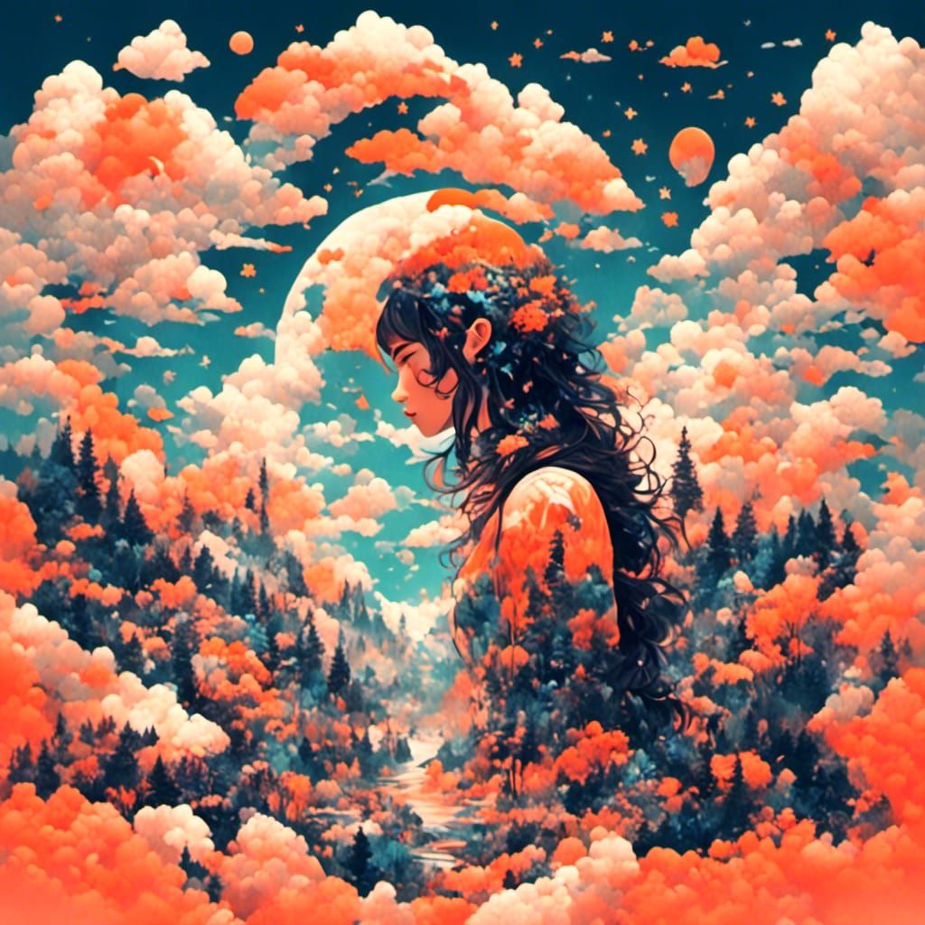 Groovy Penguin Music Poster in Orange Colors