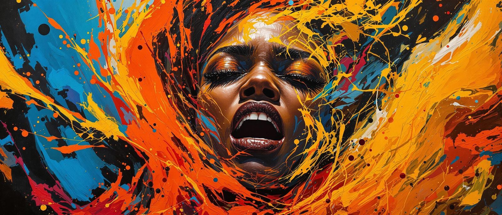 Abstract Portrait in Vibrant Turmoil