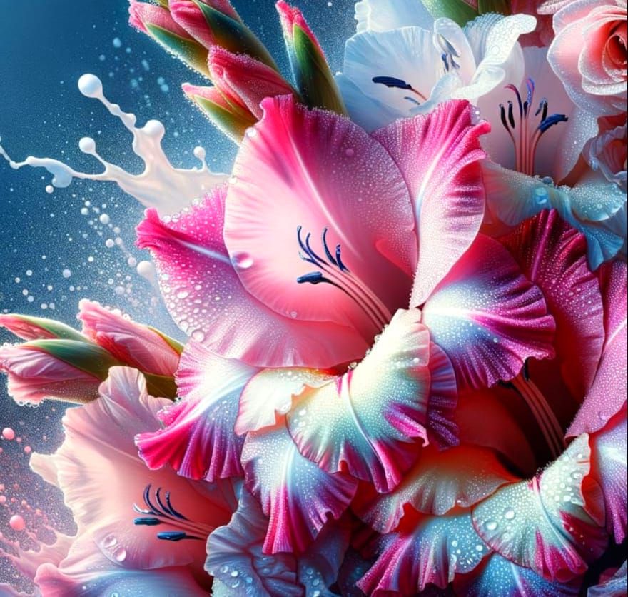 Delicate Pink and White Gladiolus in Gentle Light