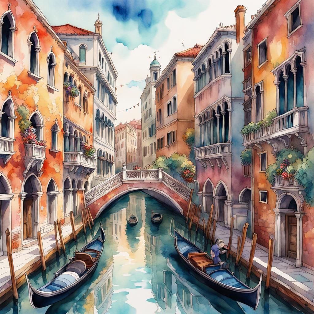 Maximalist Venice: Abstract Watercolor Art