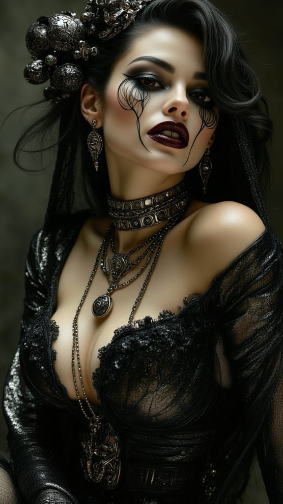 Pin-up Model in Dark Biomechanical Style