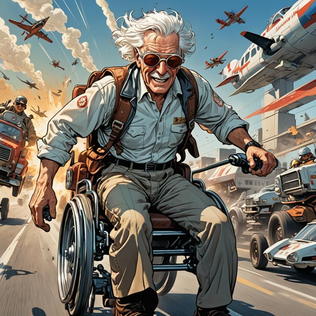 Old Man's Wild Ride in Comic Book Style