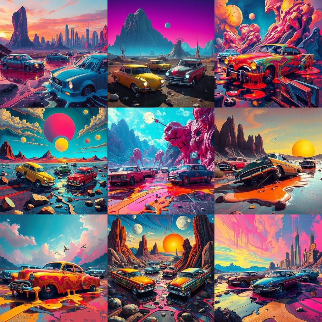 Surreal Automotive Sculpture in Dripping Wax Style